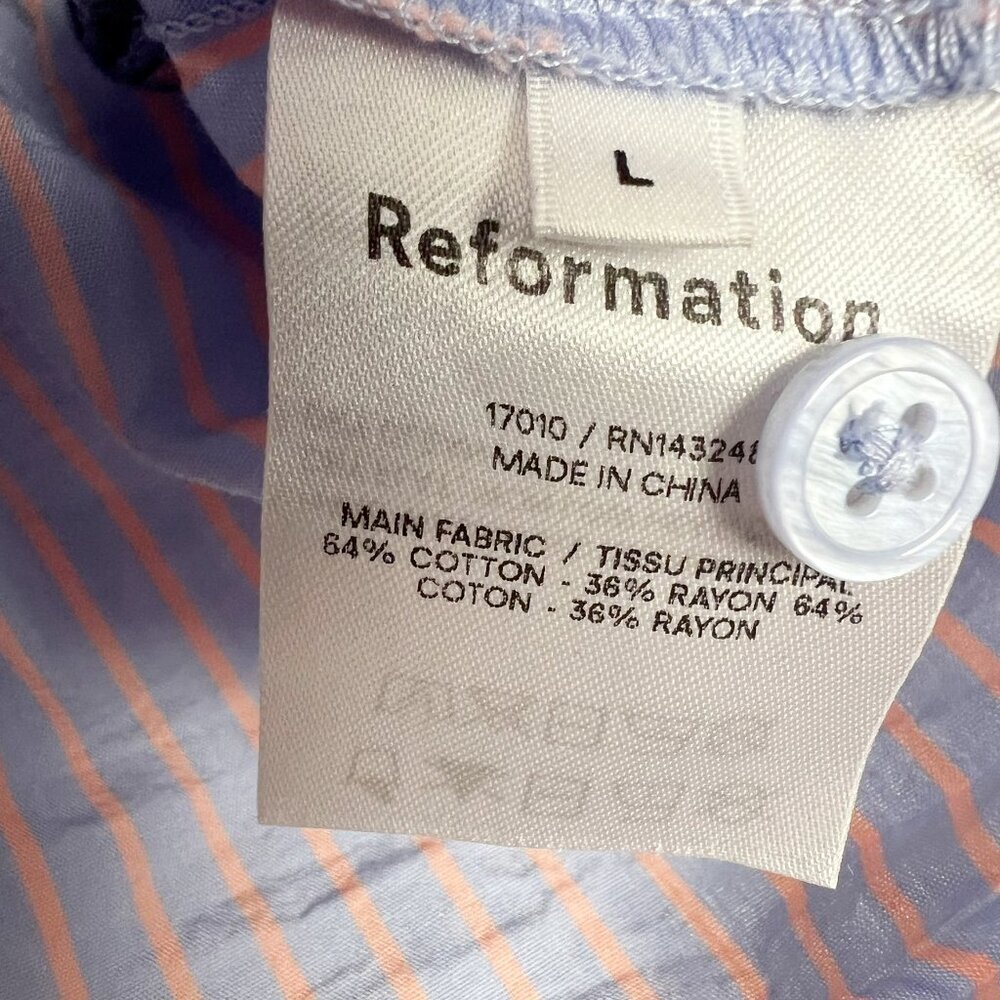 Reformation Willow Pajama Set Cropped Top Boxer Shorts Striped Blue Peach Size L - Picture 6 of 16